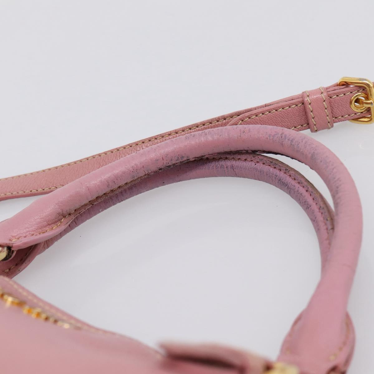 Miu Miu Hand Bag Leather 2way Pink Gold Auth 196356