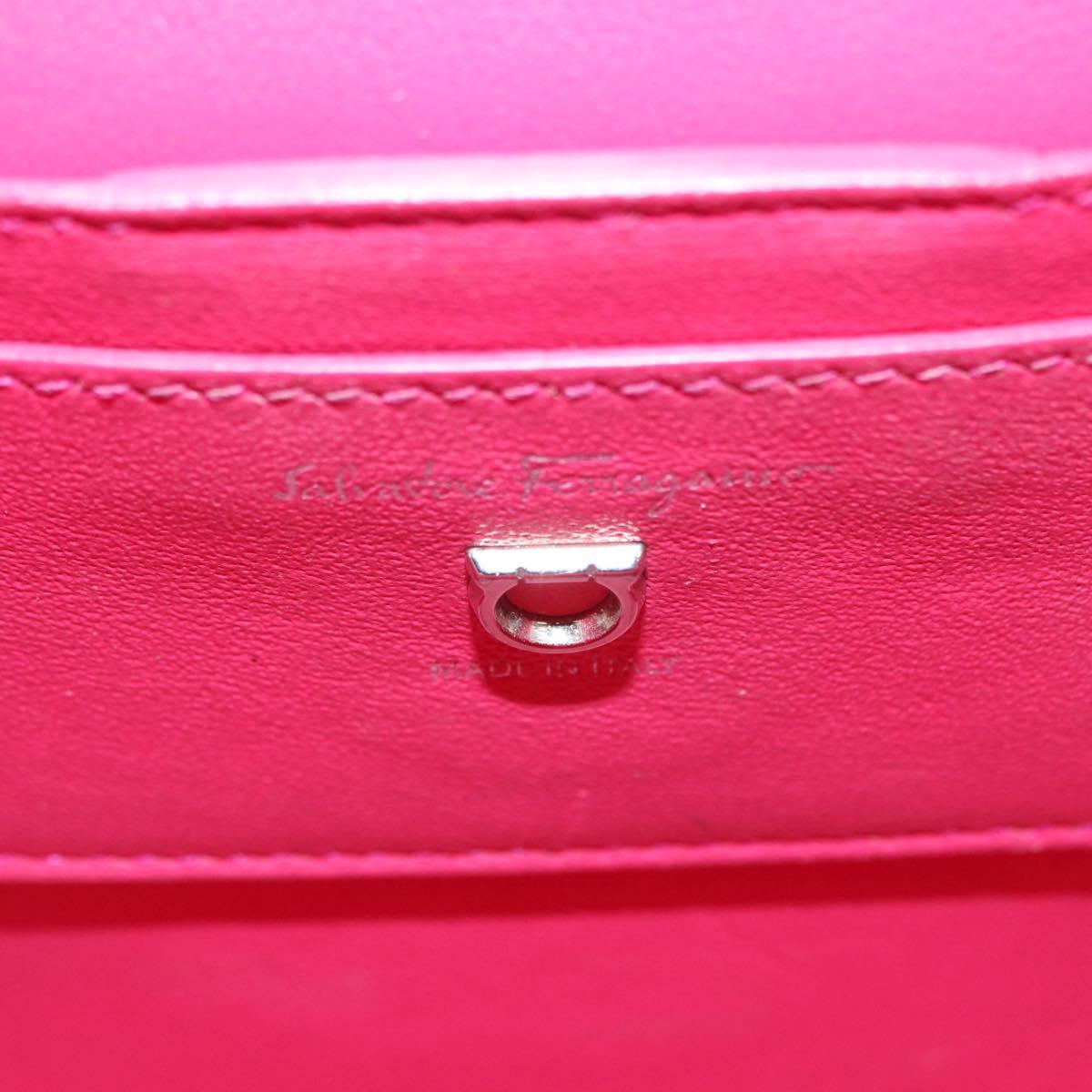 Salvatore Ferragamo Gancini Hand Bag Leather 2way Pink Silver Auth 196358A