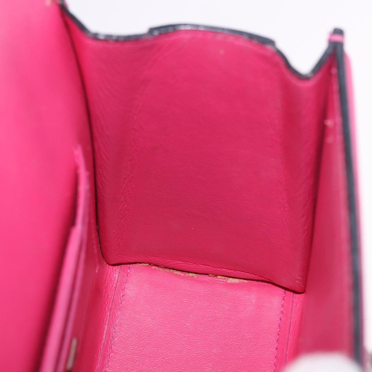 Salvatore Ferragamo Gancini Hand Bag Leather 2way Pink Silver Auth 196358A