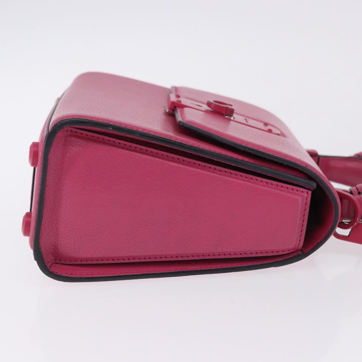Salvatore Ferragamo Gancini Hand Bag Leather 2way Pink Silver Auth 196358A