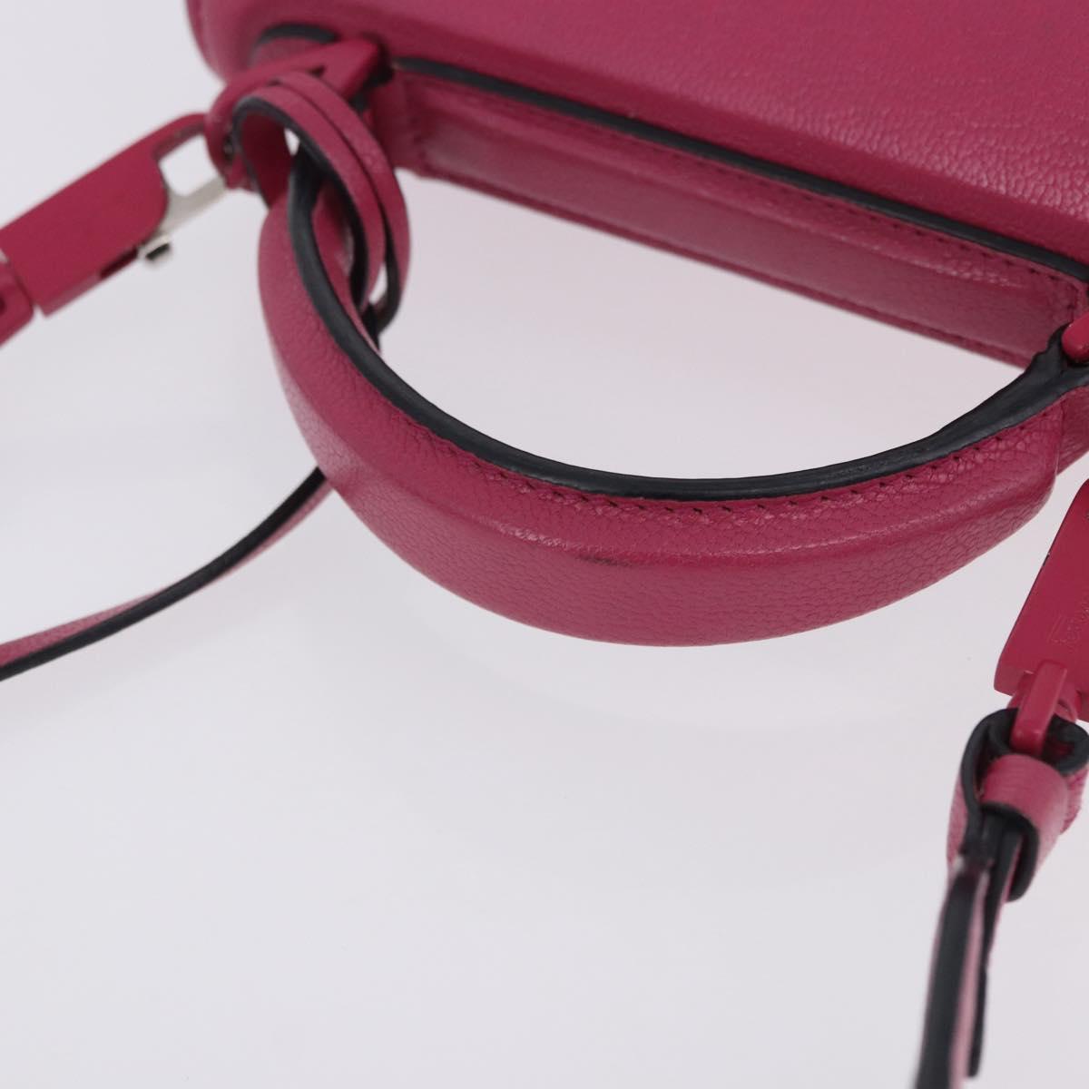 Salvatore Ferragamo Gancini Hand Bag Leather 2way Pink Silver Auth 196358A