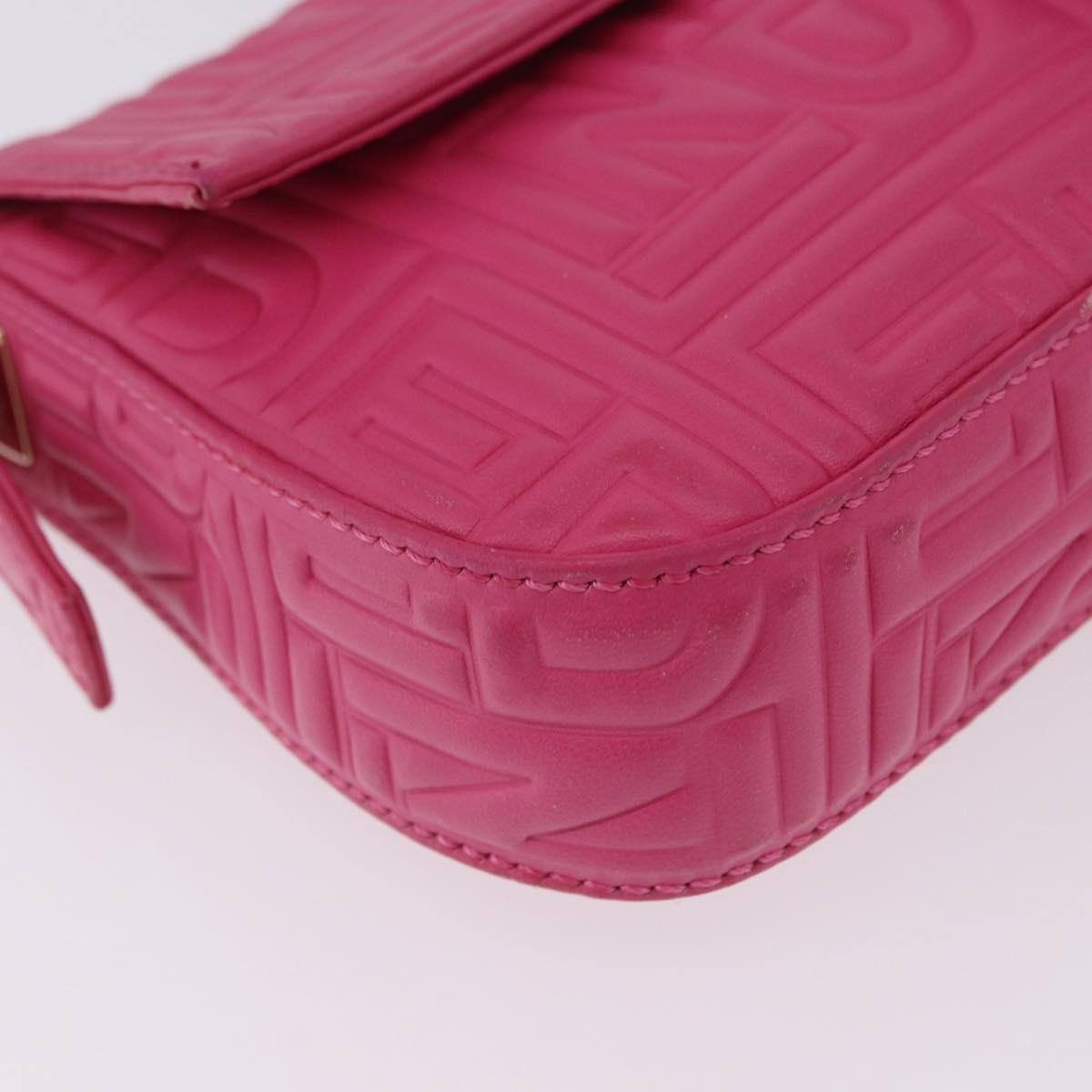 FENDI Mamma Baguette Shoulder Bag Leather Pink Gold Auth 196359M