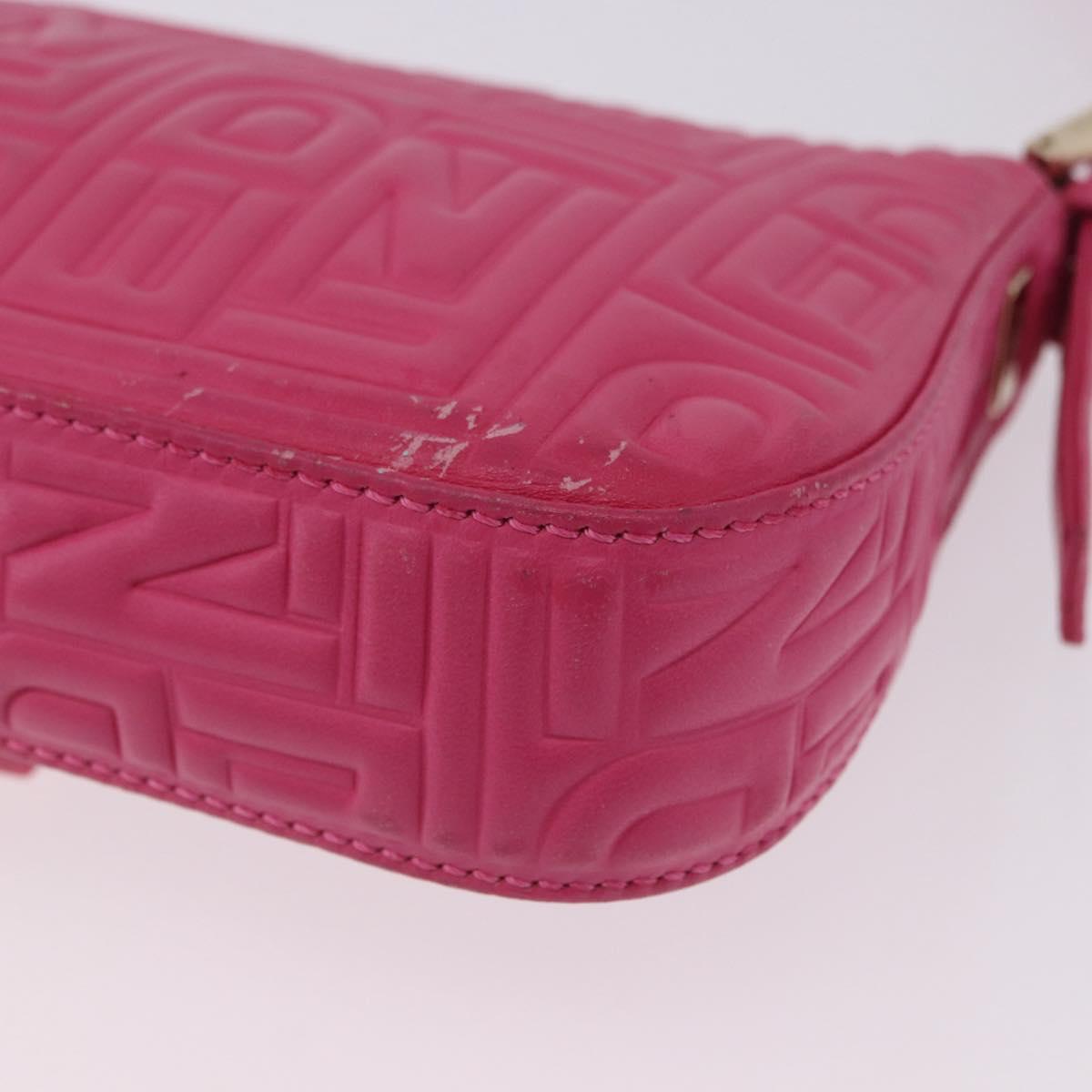 FENDI Mamma Baguette Shoulder Bag Leather Pink Gold Auth 196359M