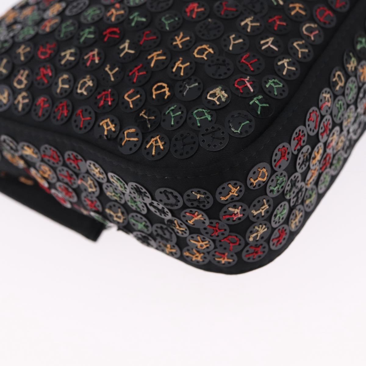 FENDI Mamma Baguette Shoulder Bag Nylon Sequins 2way Brown Gold Auth 196362SM
