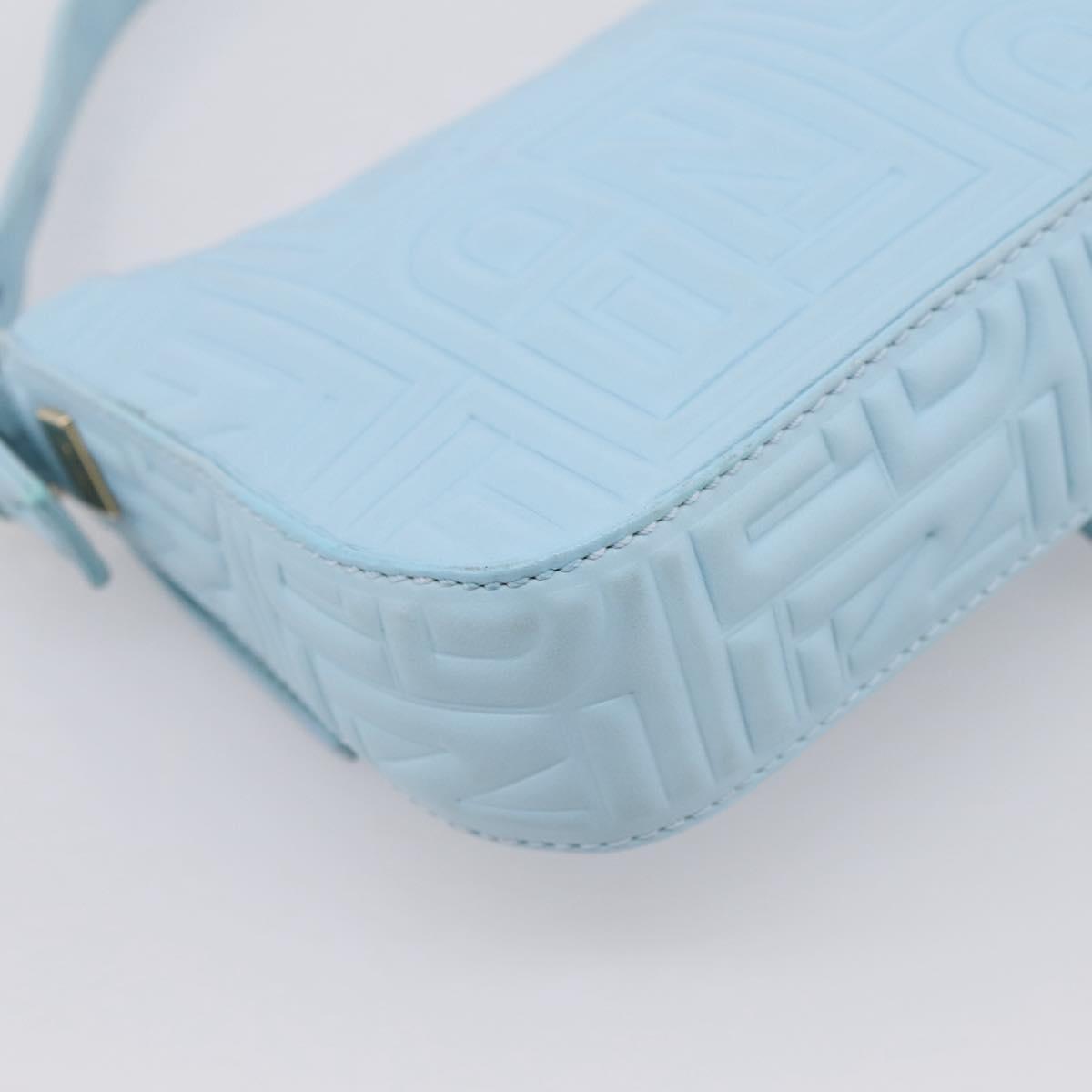 FENDI Mamma Baguette Shoulder Bag Light Blue Silver Auth 196364M