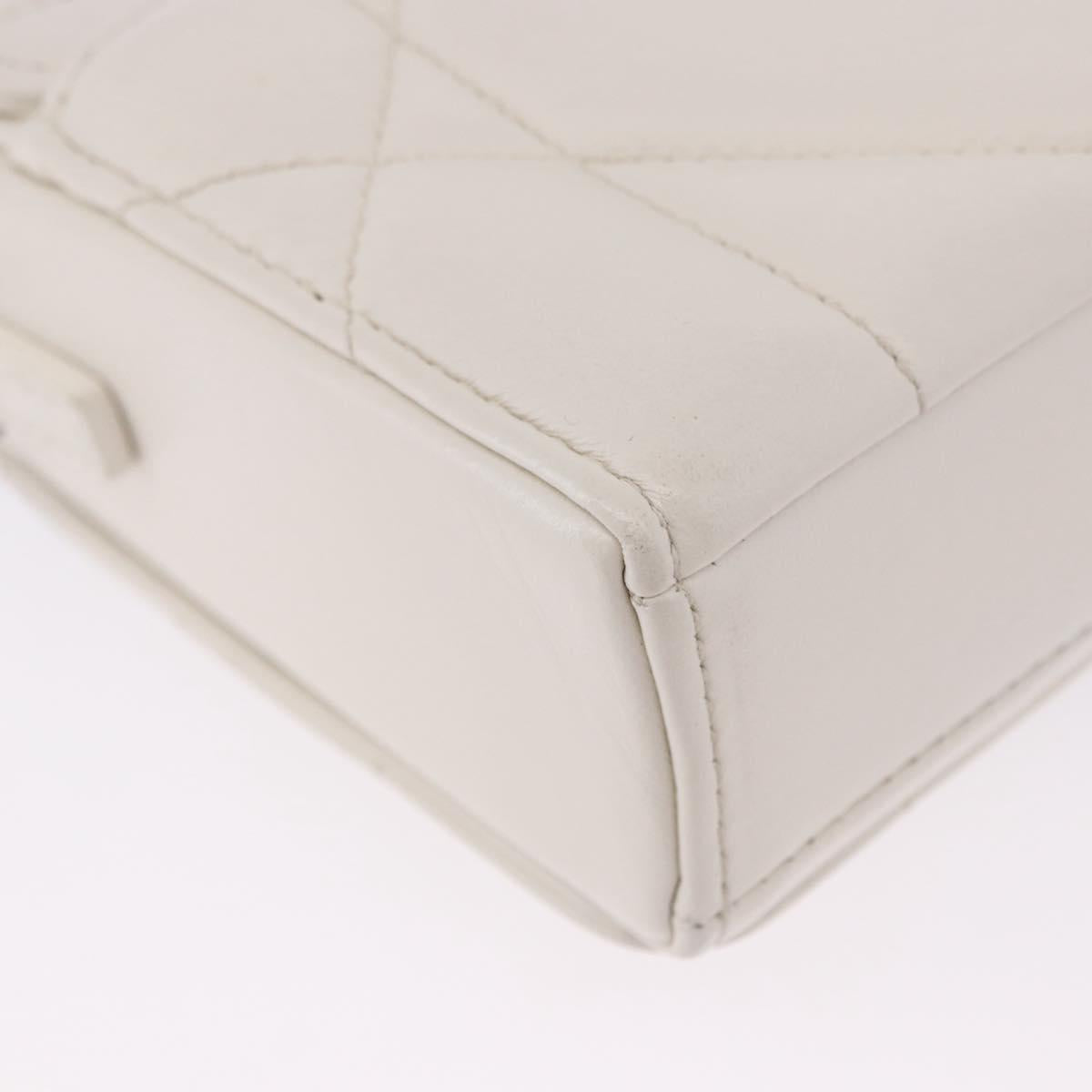 Christian Dior Cannage Dior Calo Shoulder Bag Leather 2way White Auth 196365A