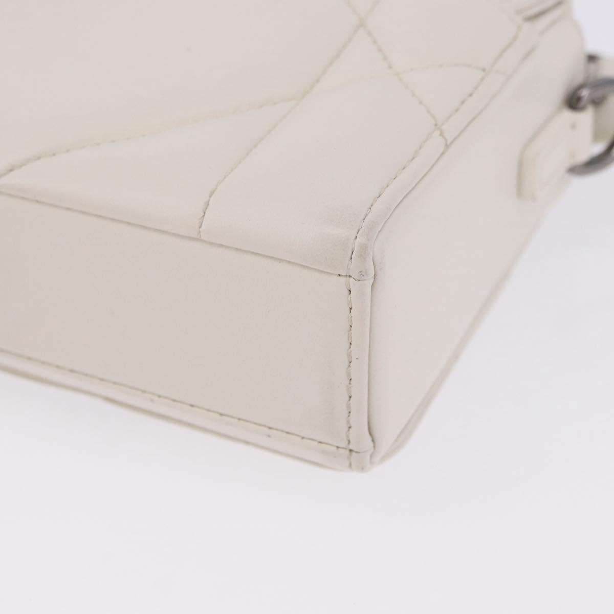 Christian Dior Cannage Dior Calo Shoulder Bag Leather 2way White Auth 196365A
