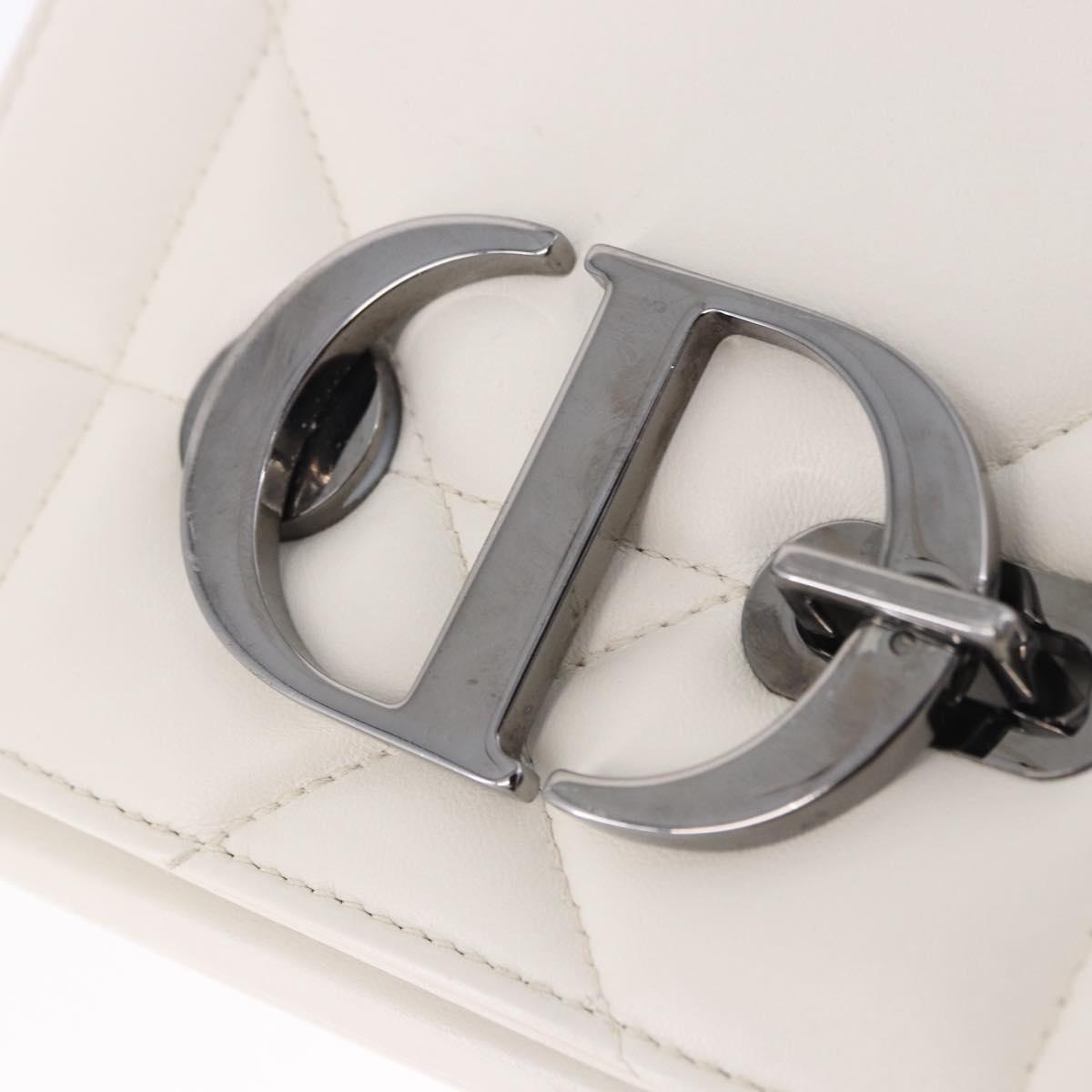 Christian Dior Cannage Dior Calo Shoulder Bag Leather 2way White Auth 196365A