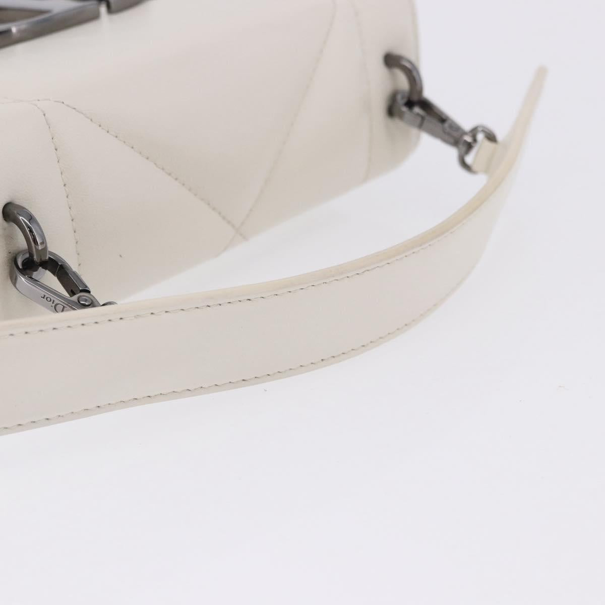 Christian Dior Cannage Dior Calo Shoulder Bag Leather 2way White Auth 196365A