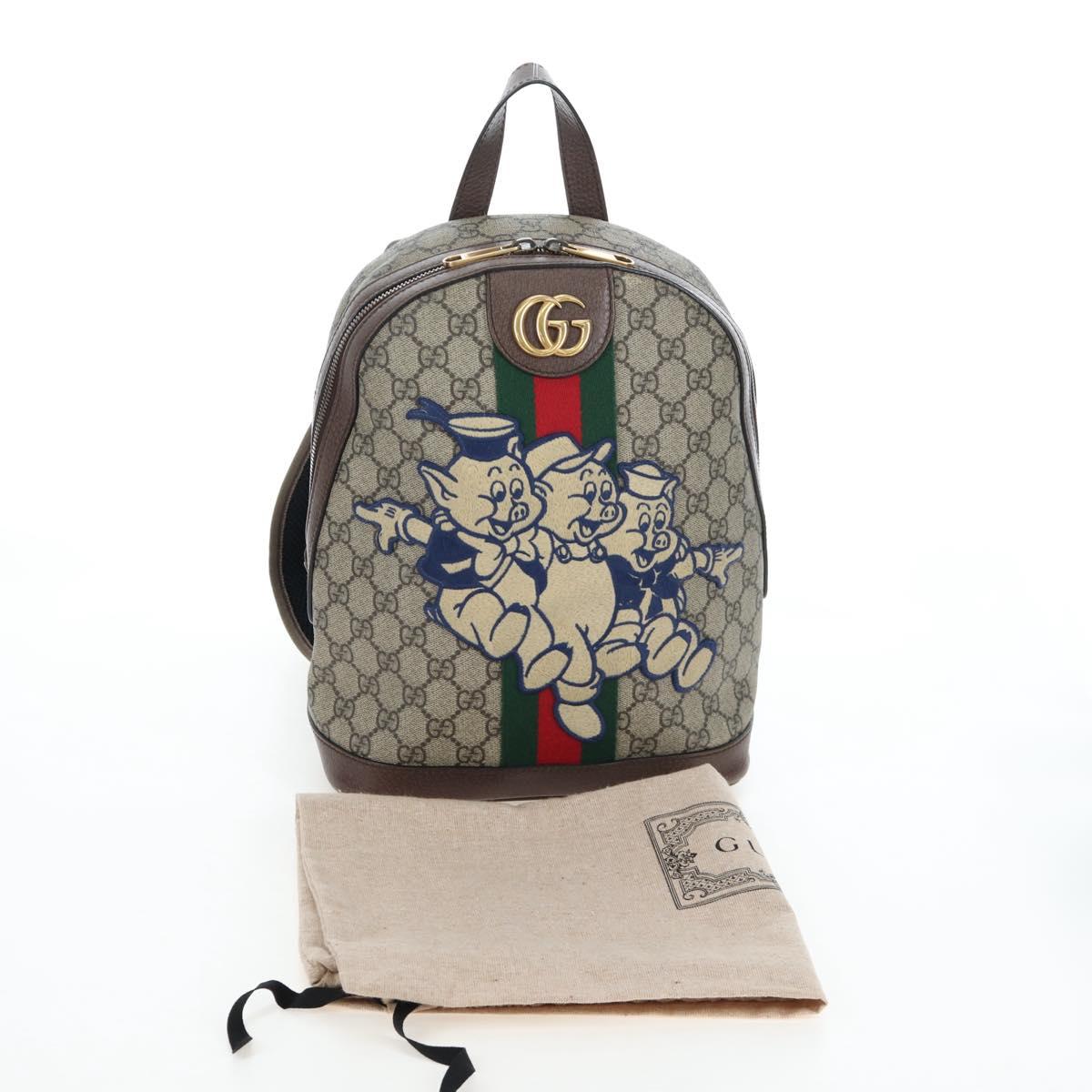 GUCCI GUCCI x Disney GG Supreme Backpack PVC Beige Gold 552884 Auth 196367M