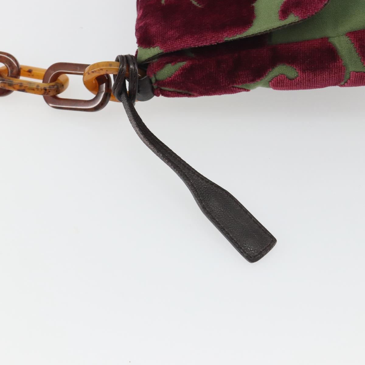 Miu Miu Chain Shoulder Bag Velor Bordeaux Silver Auth 196368A