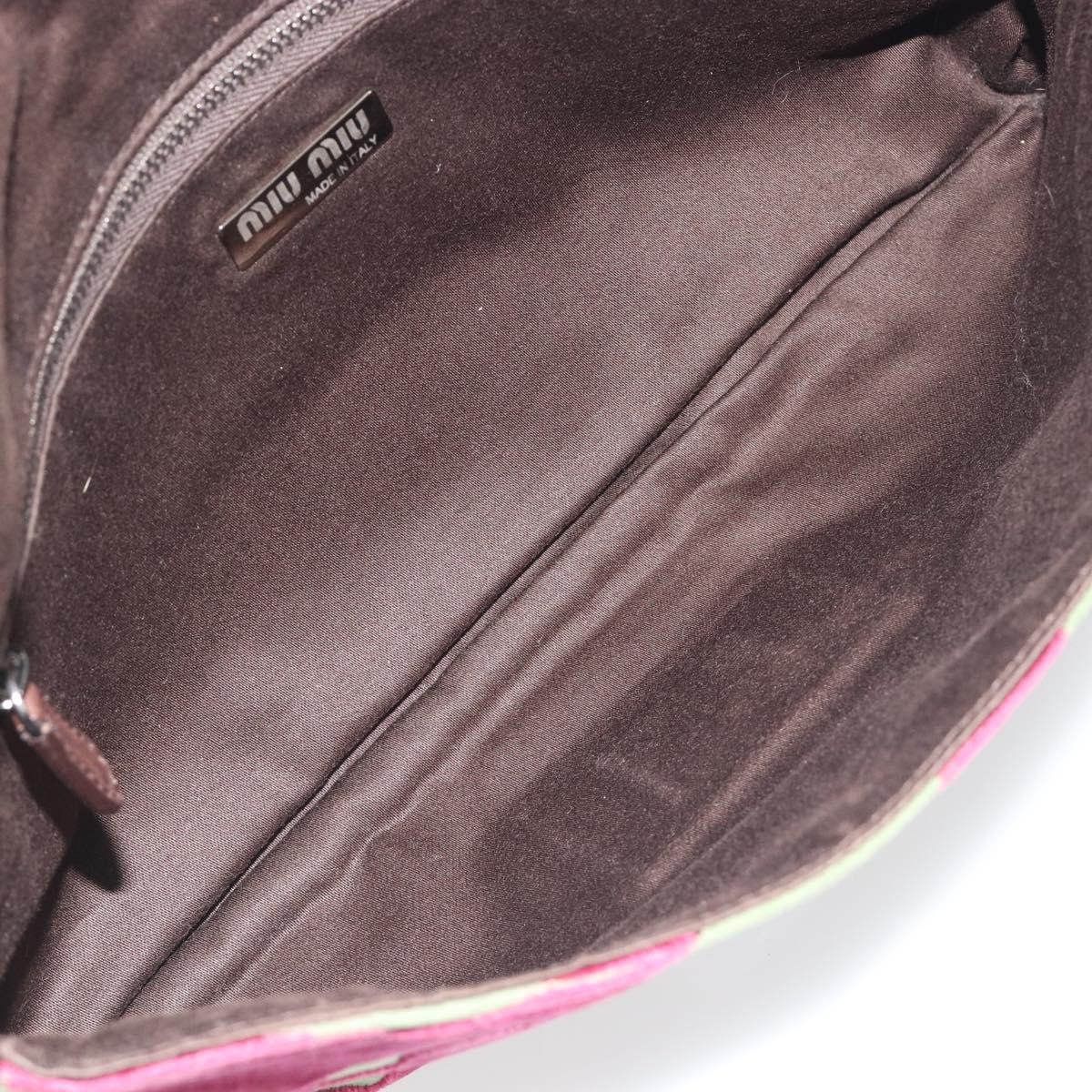 Miu Miu Chain Shoulder Bag Velor Bordeaux Silver Auth 196368A