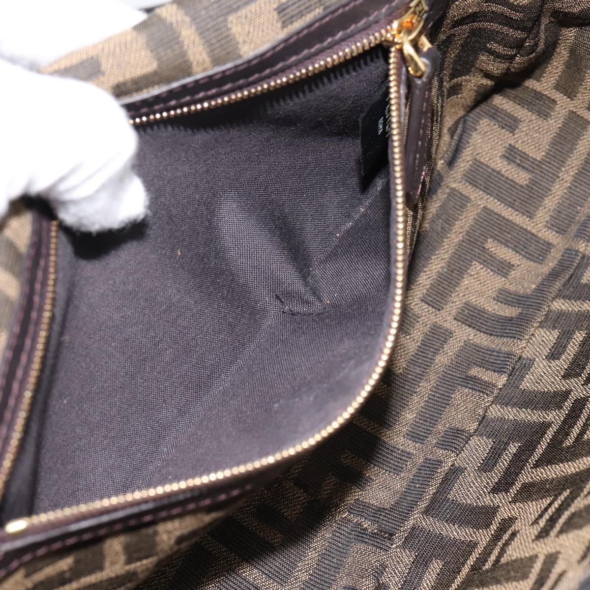 FENDI Zucca Canvas Mamma Baguette Shoulder Bag 2way Black Brown Auth 196370SAM