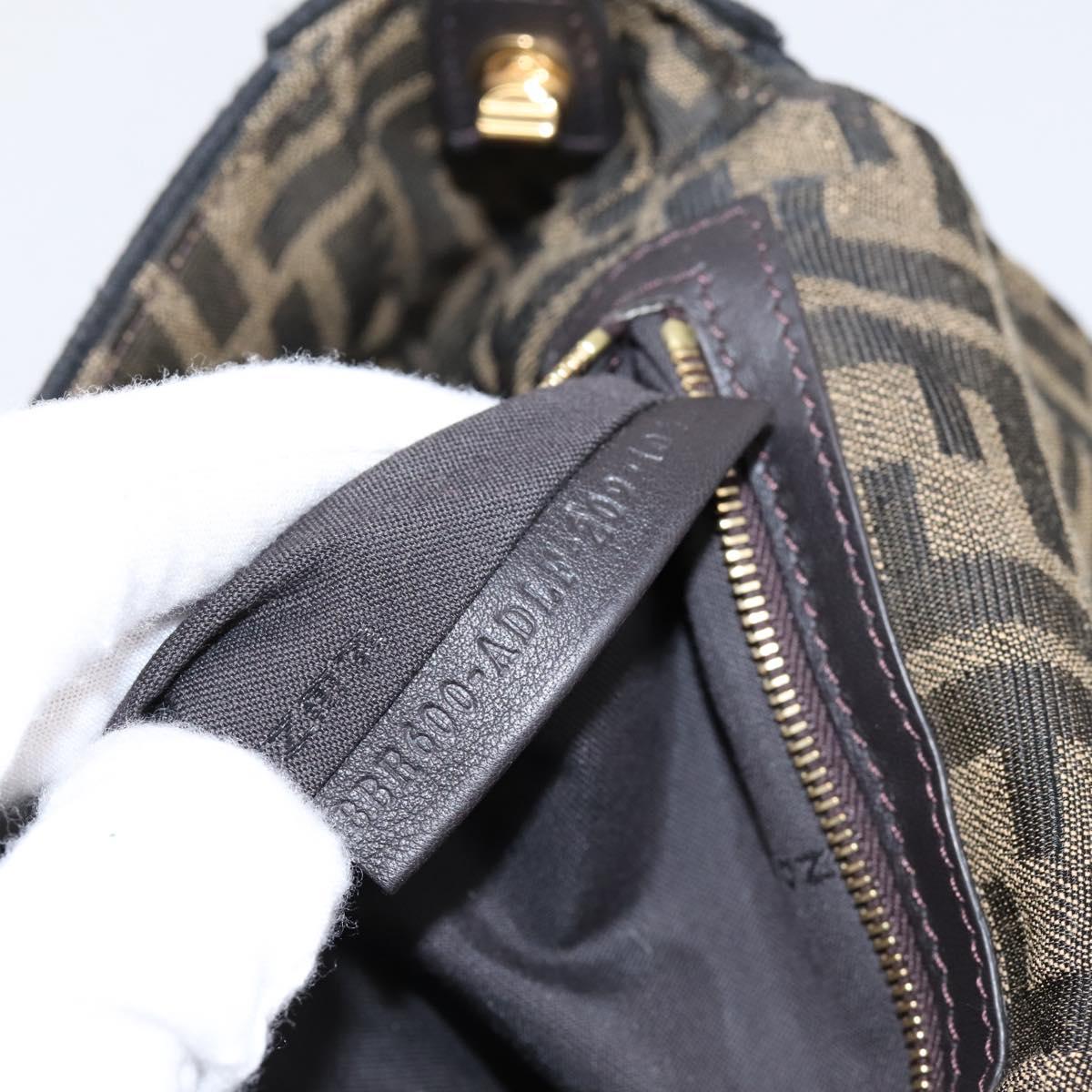 FENDI Zucca Canvas Mamma Baguette Shoulder Bag 2way Black Brown Auth 196370SAM