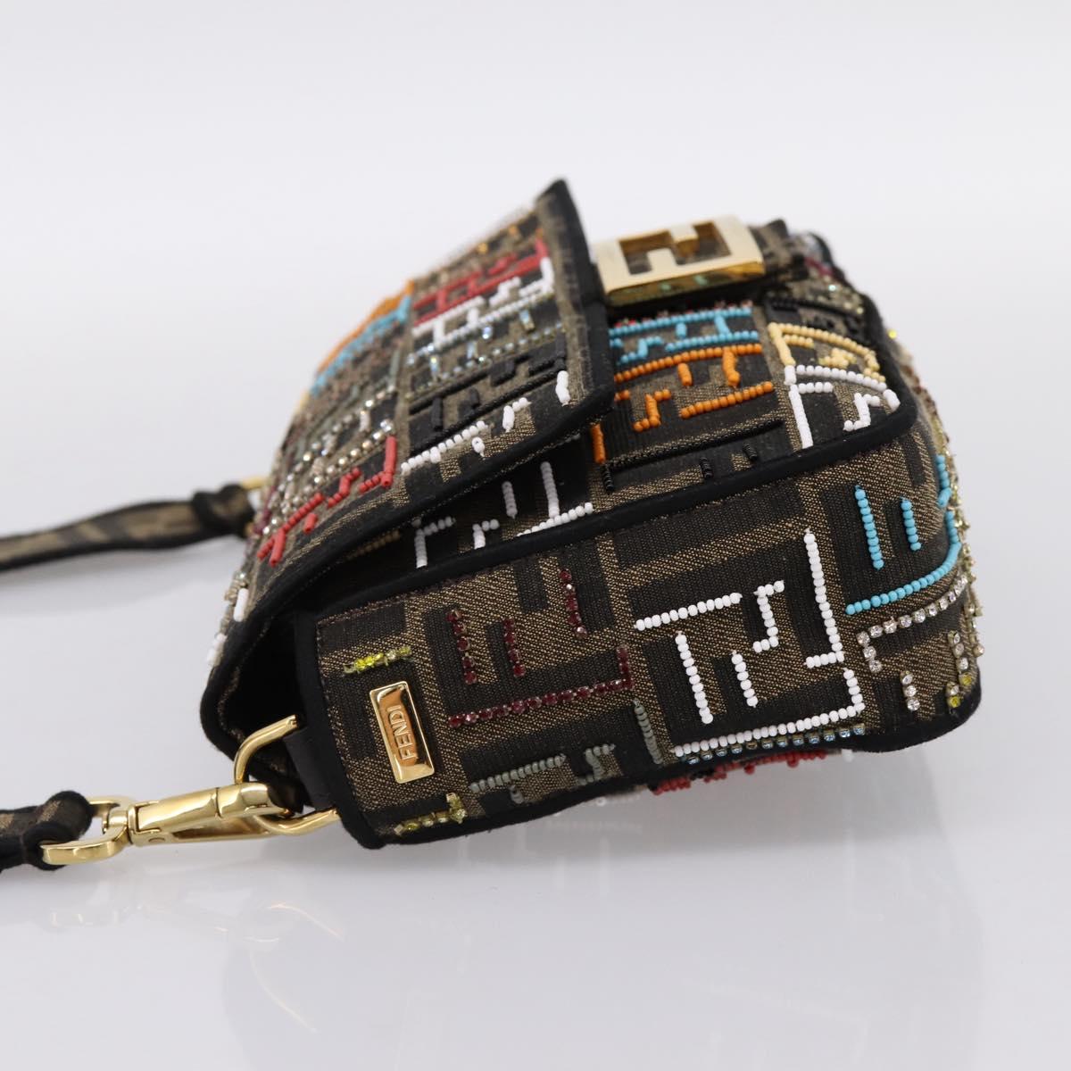 FENDI Zucca Canvas Mamma Baguette Shoulder Bag 2way Black Brown Auth 196370SAM
