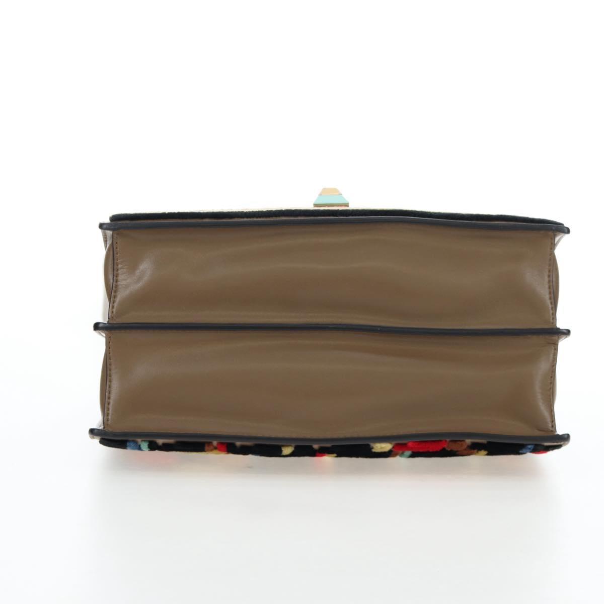 FENDI Zucca Canvas Canai Shoulder Bag Leather 2way Brown Gold Auth 196371M