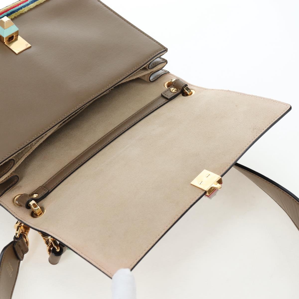 FENDI Zucca Canvas Canai Shoulder Bag Leather 2way Brown Gold Auth 196371M