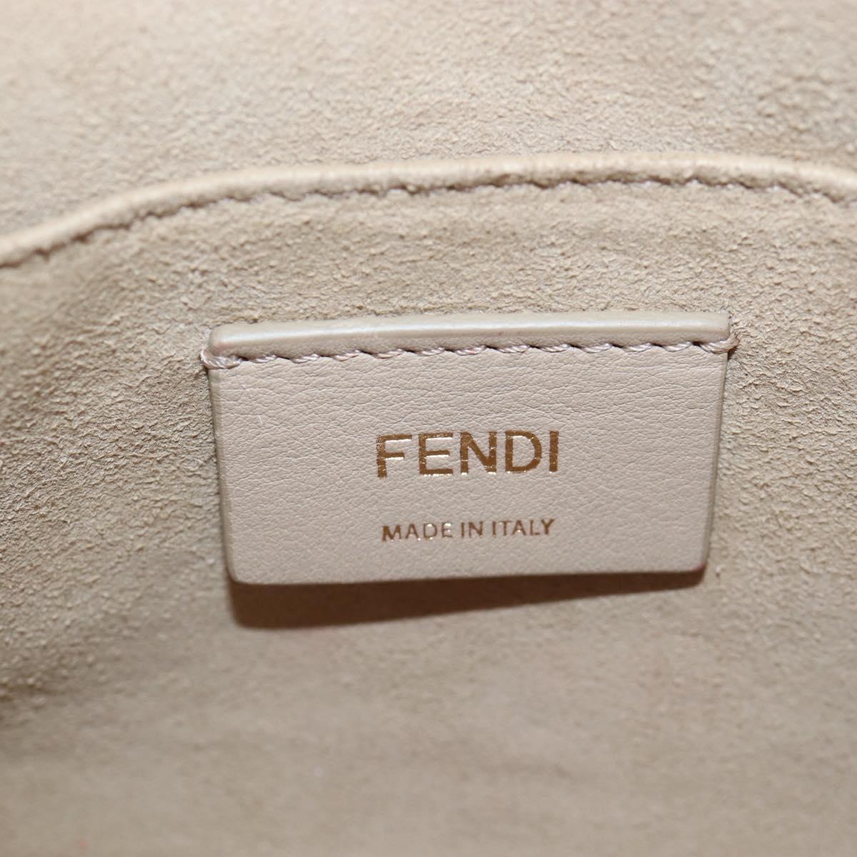 FENDI Zucca Canvas Canai Shoulder Bag Leather 2way Brown Gold Auth 196371M