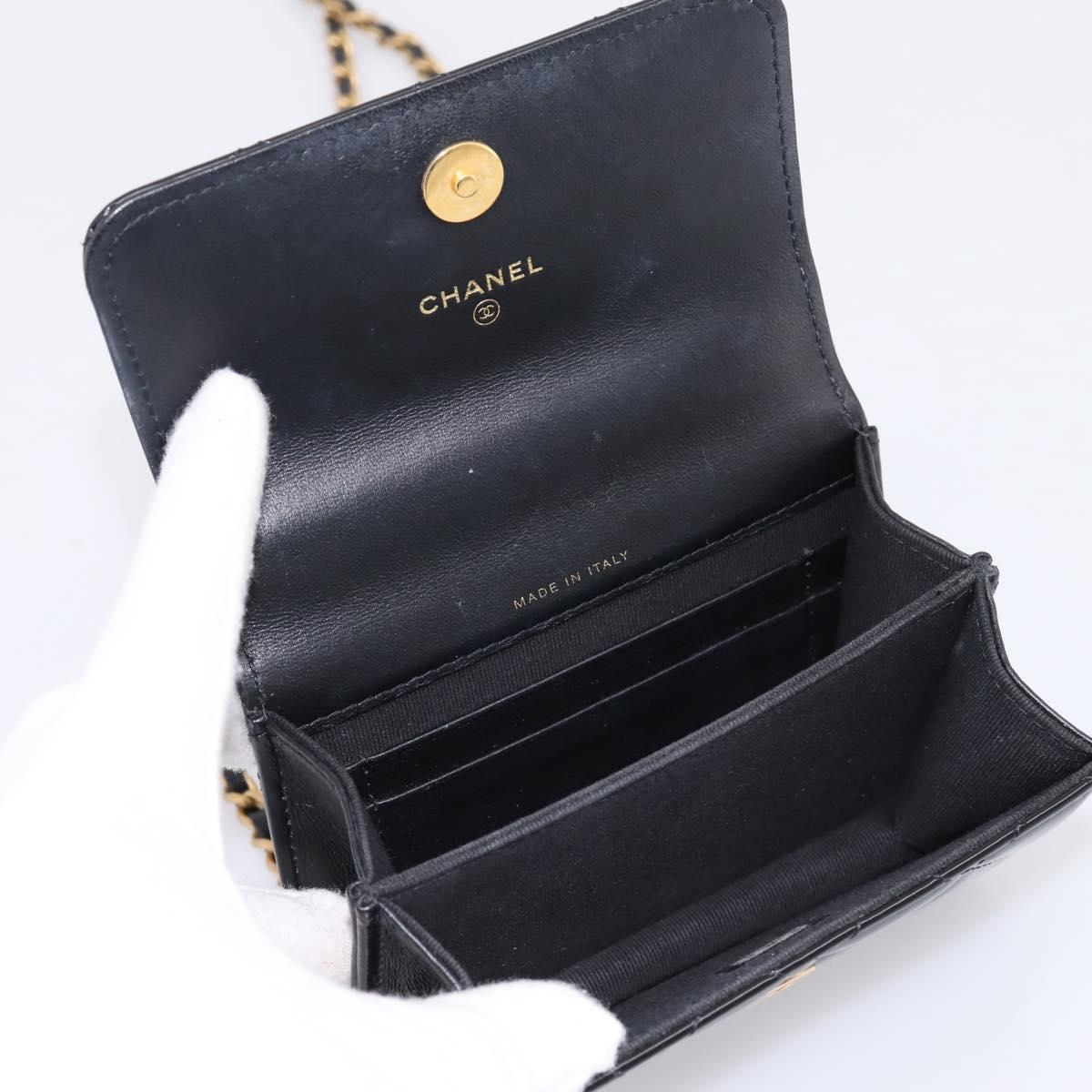CHANEL Matelasse Hand Bag Patent Leather 2way Black Gold CC Auth 196372SAM