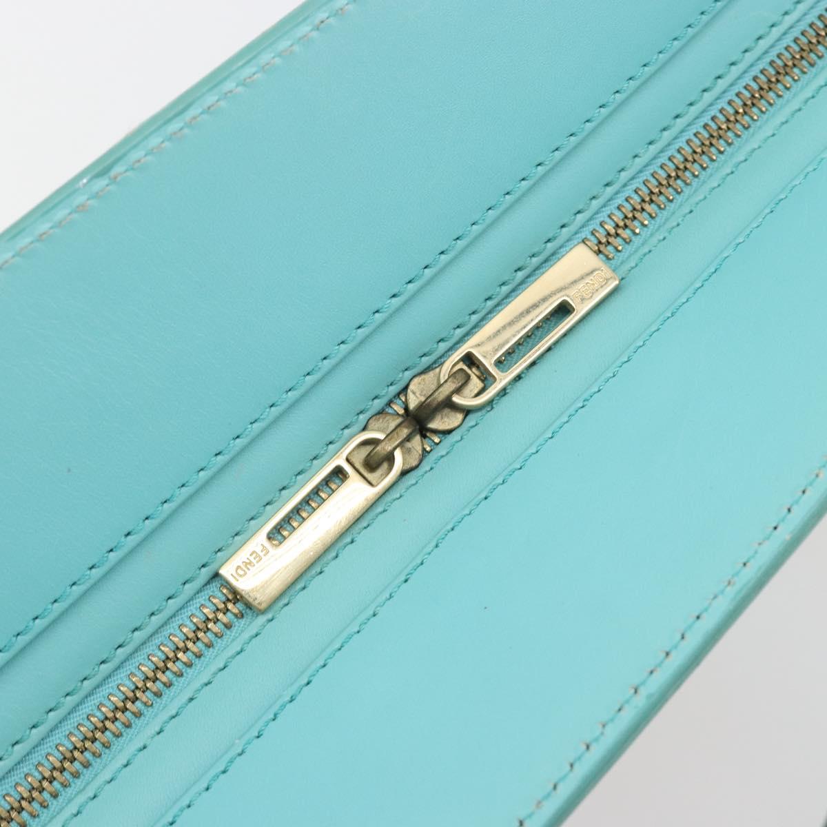 FENDI Hand Bag Raffia Mint Green Gold Auth 196379A