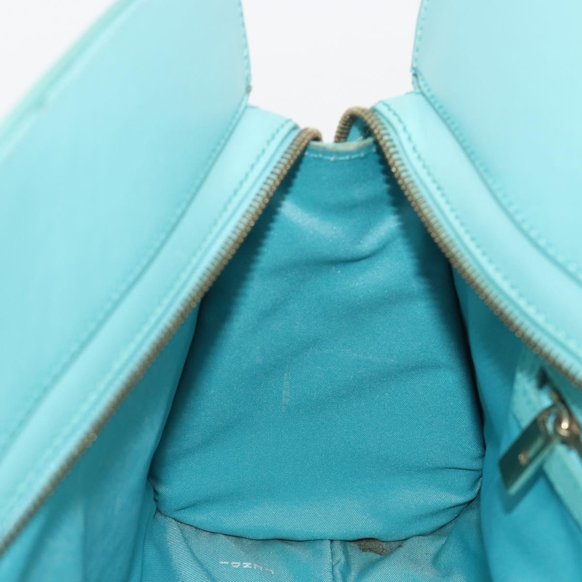 FENDI Hand Bag Raffia Mint Green Gold Auth 196379A