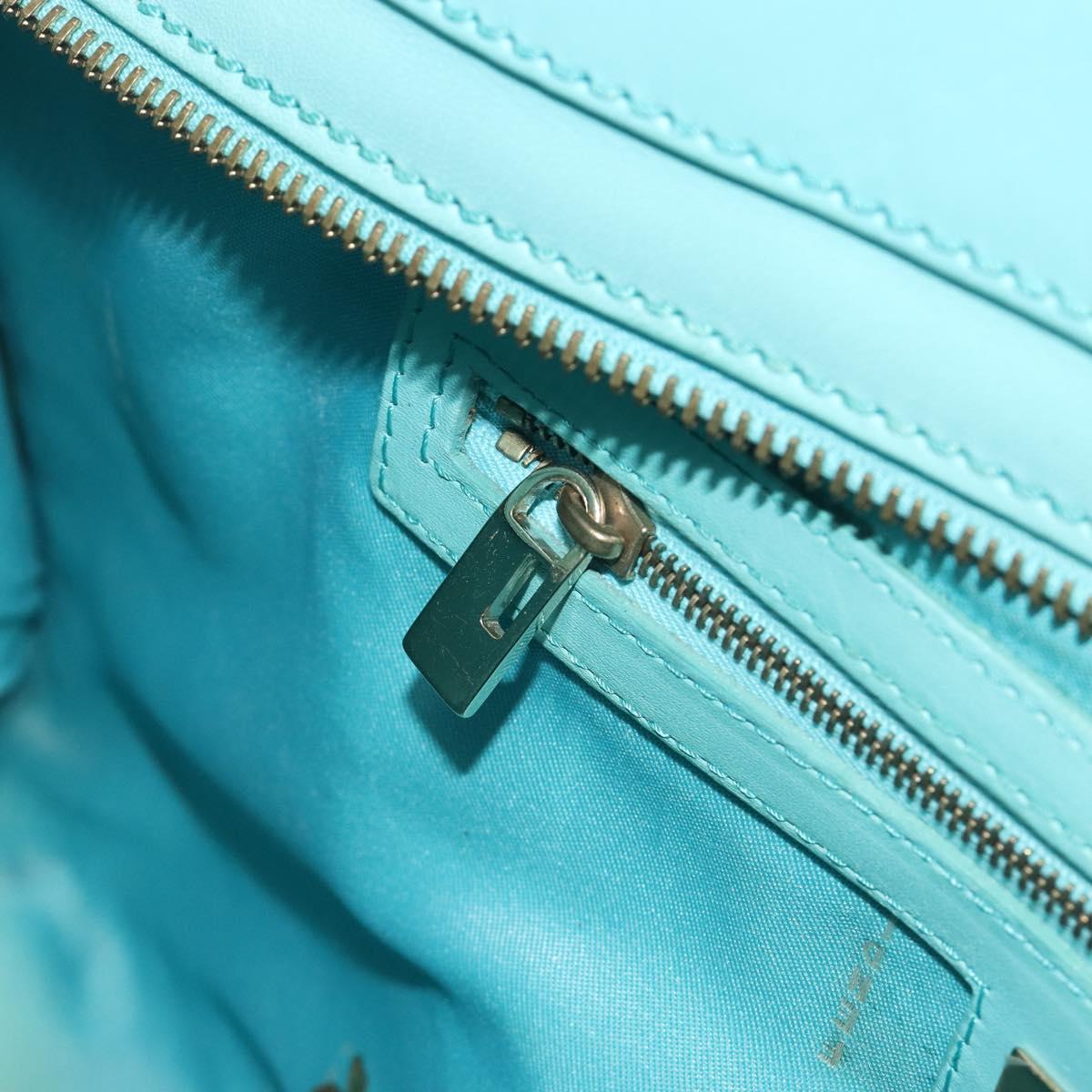 FENDI Hand Bag Raffia Mint Green Gold Auth 196379A