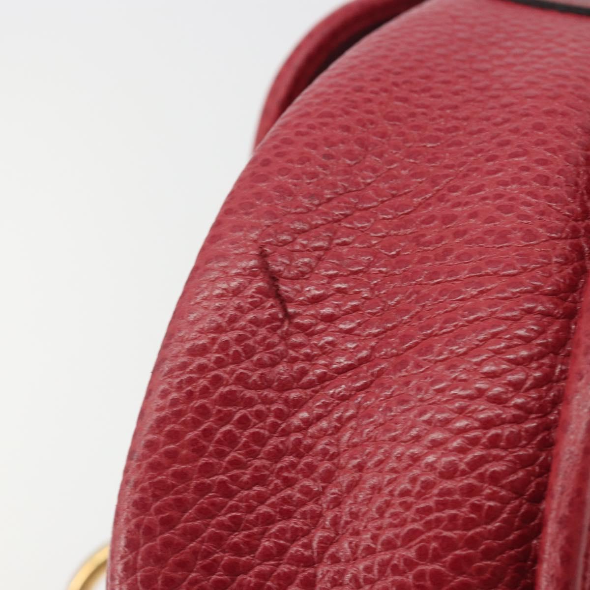 Christian Dior Shoulder Bag Leather Red Gold Auth 196385