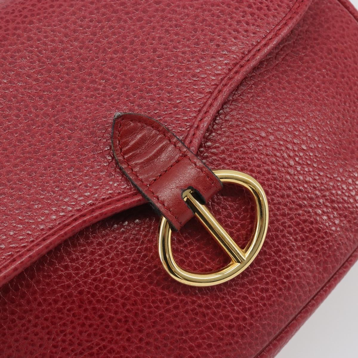 Christian Dior Shoulder Bag Leather Red Gold Auth 196385