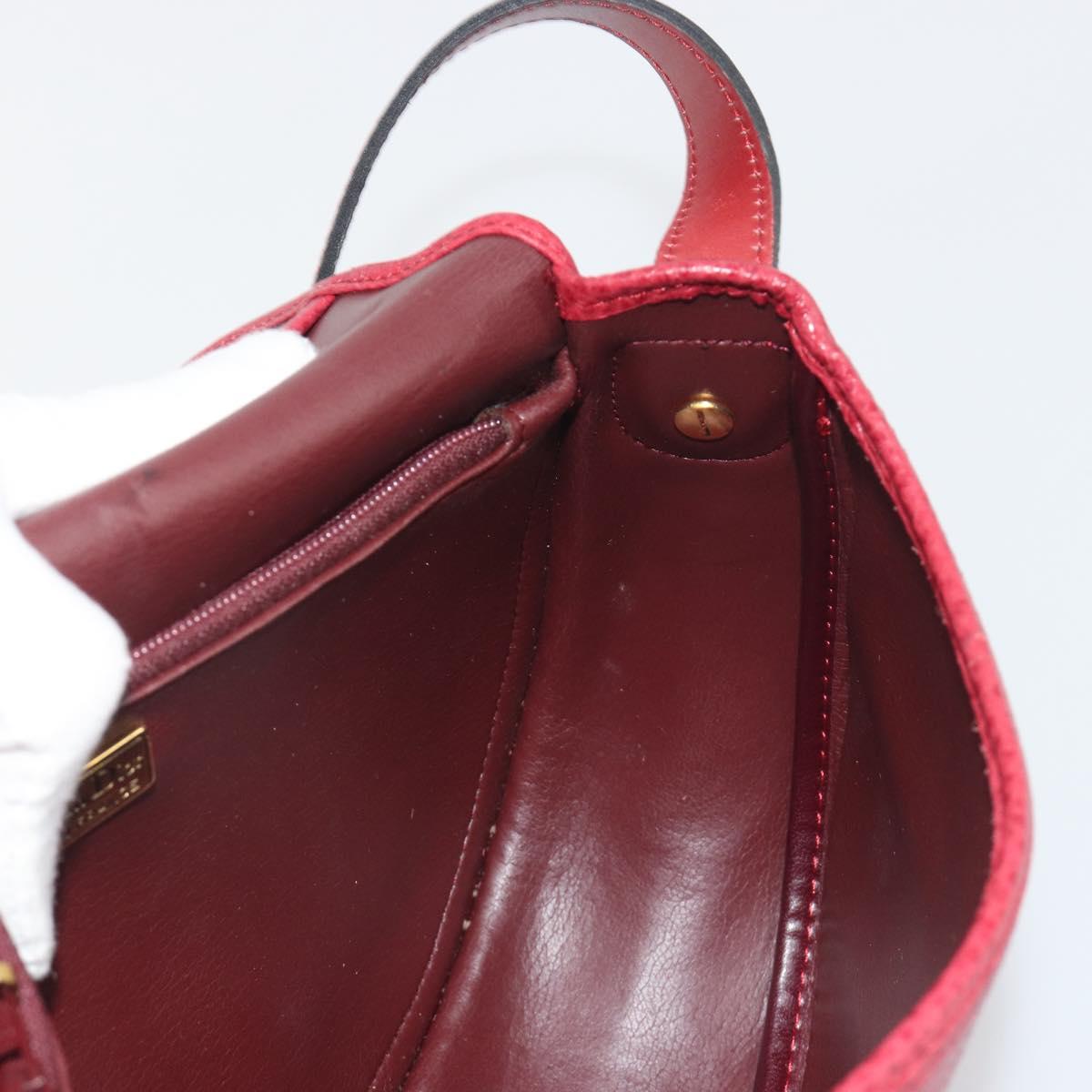 Christian Dior Shoulder Bag Leather Red Gold Auth 196385
