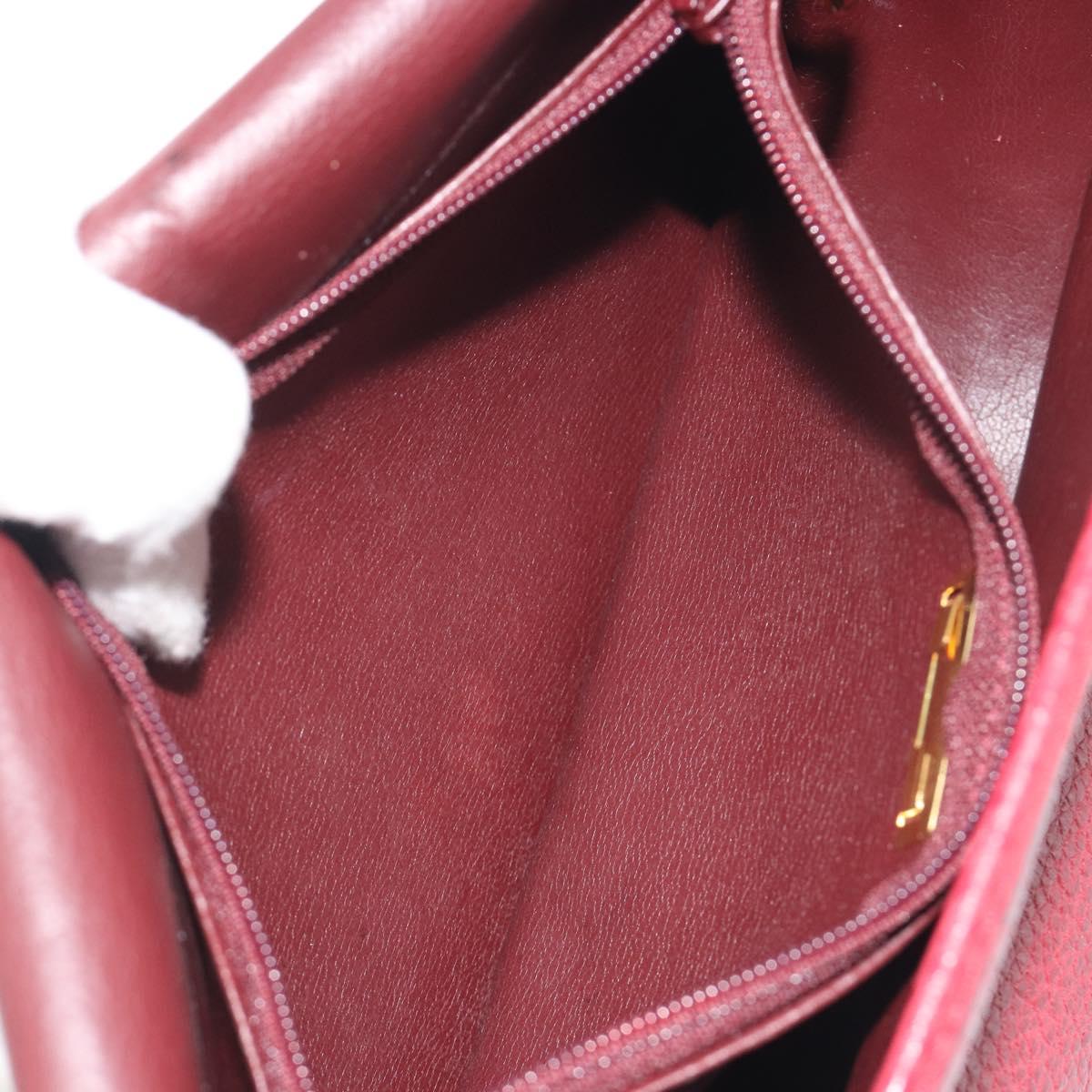 Christian Dior Shoulder Bag Leather Red Gold Auth 196385