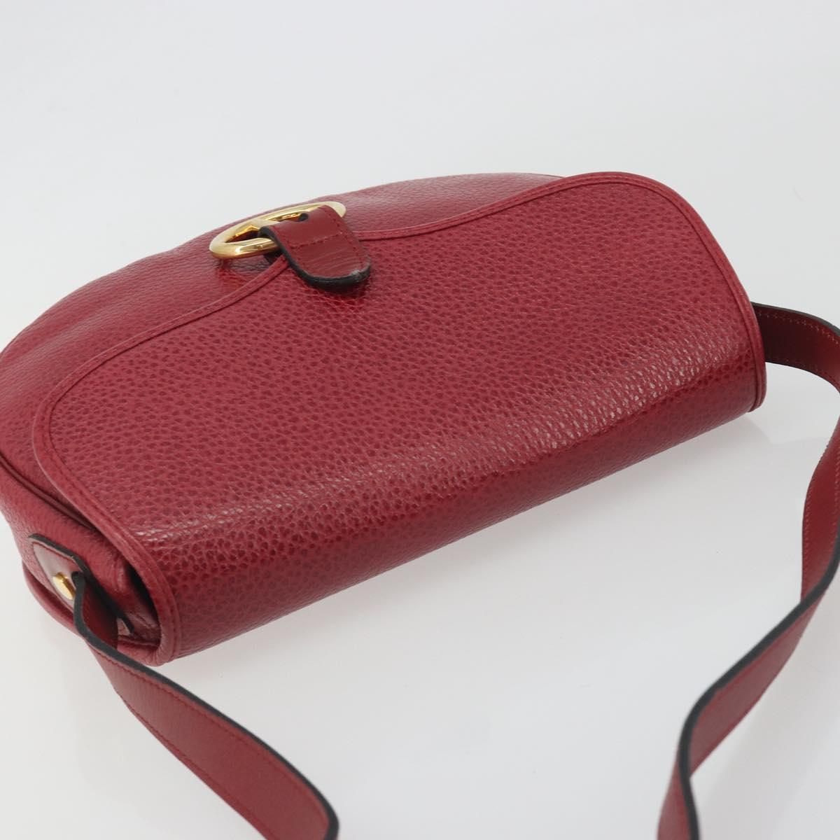 Christian Dior Shoulder Bag Leather Red Gold Auth 196385