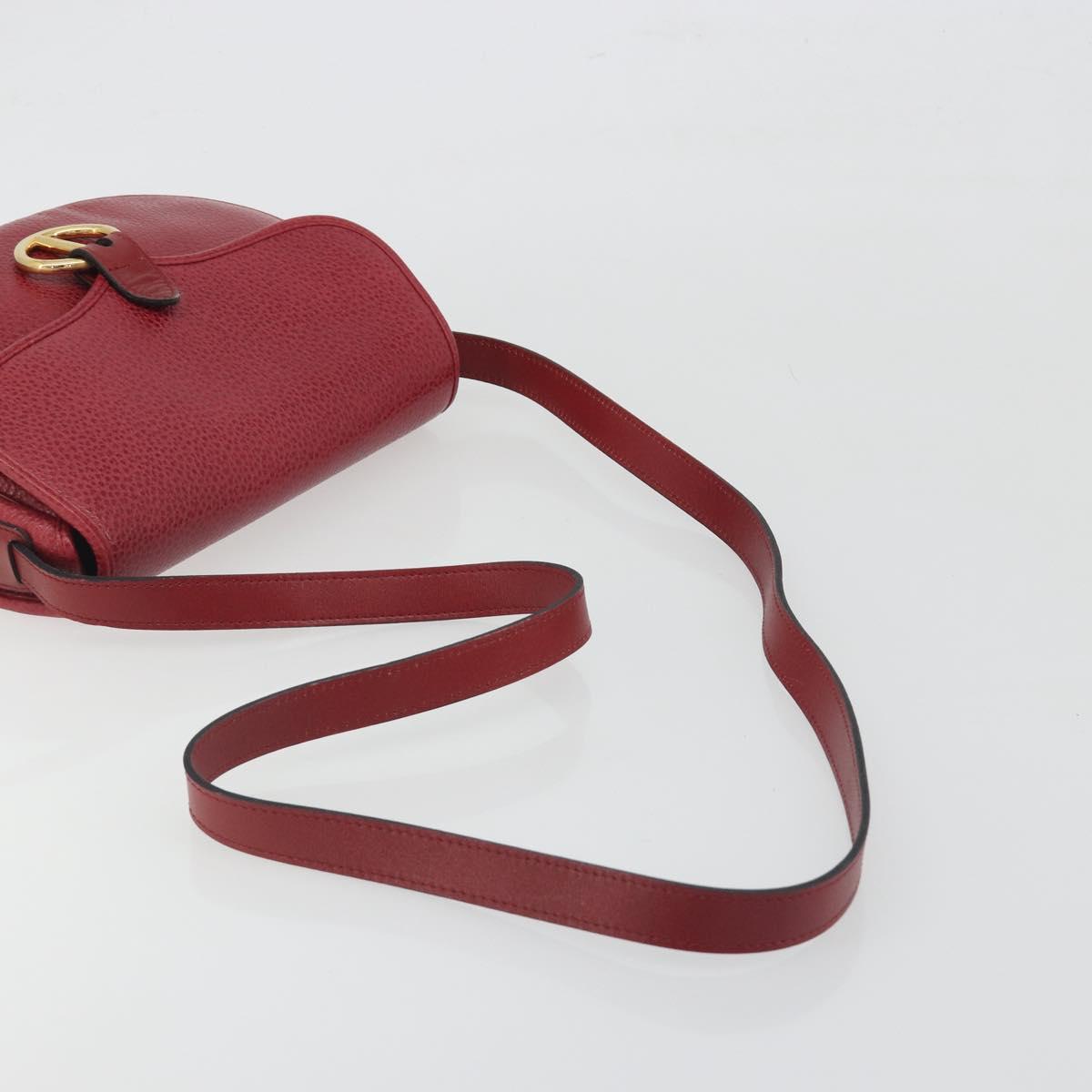 Christian Dior Shoulder Bag Leather Red Gold Auth 196385