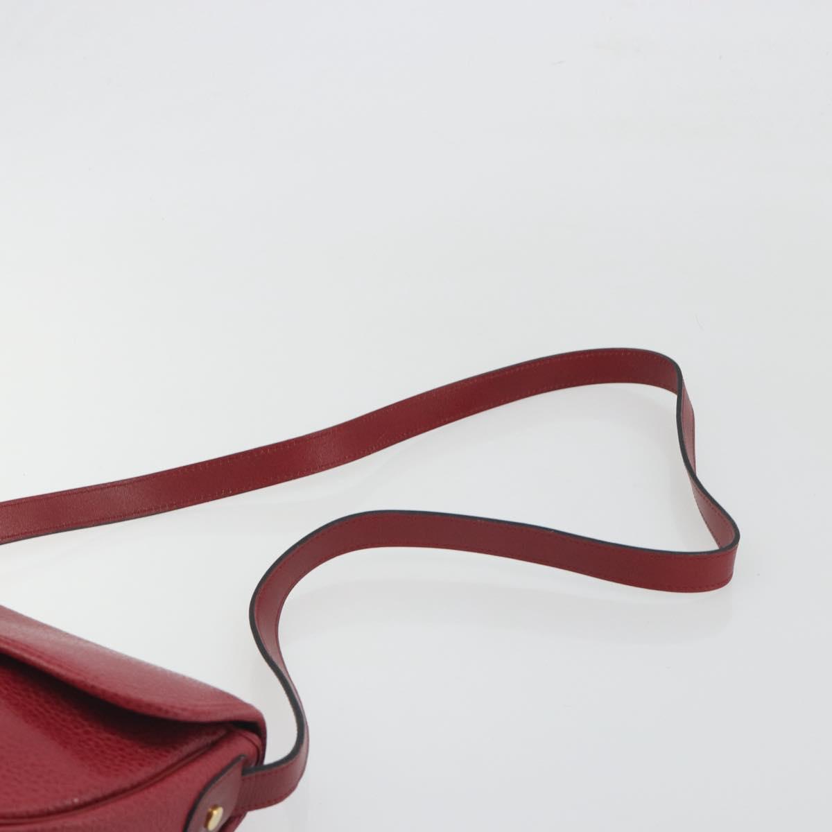 Christian Dior Shoulder Bag Leather Red Gold Auth 196385