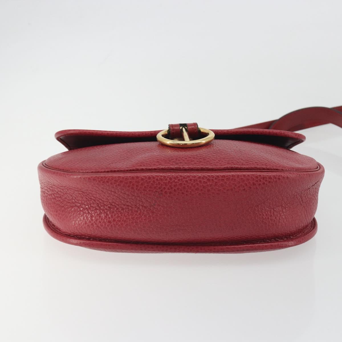 Christian Dior Shoulder Bag Leather Red Gold Auth 196385