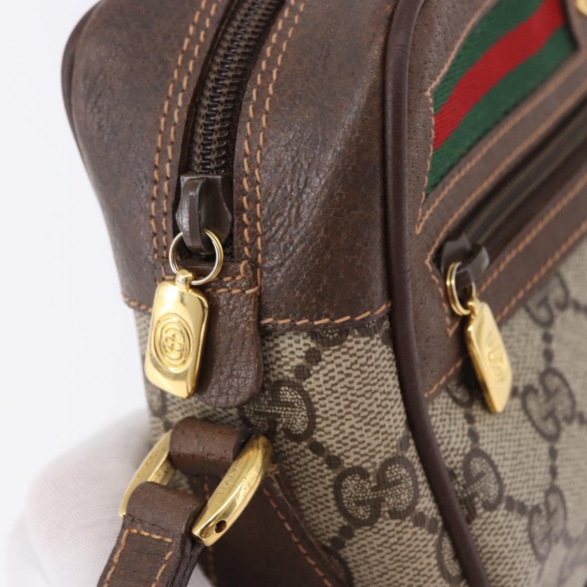 GUCCI GG Supreme Web Sherry Line Bag PVC Beige Gold 119 02 087 Auth 196386