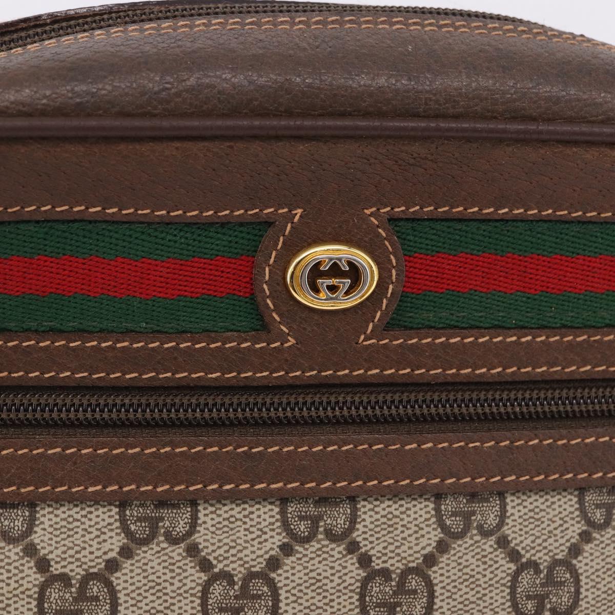GUCCI GG Supreme Web Sherry Line Bag PVC Beige Gold 119 02 087 Auth 196386