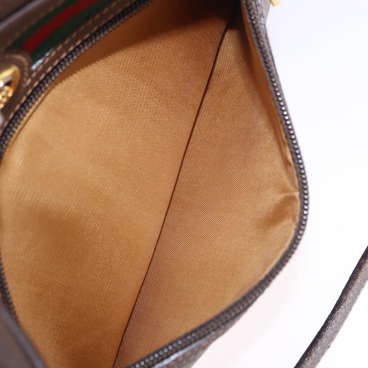 GUCCI GG Supreme Web Sherry Line Bag PVC Beige Gold 119 02 087 Auth 196386