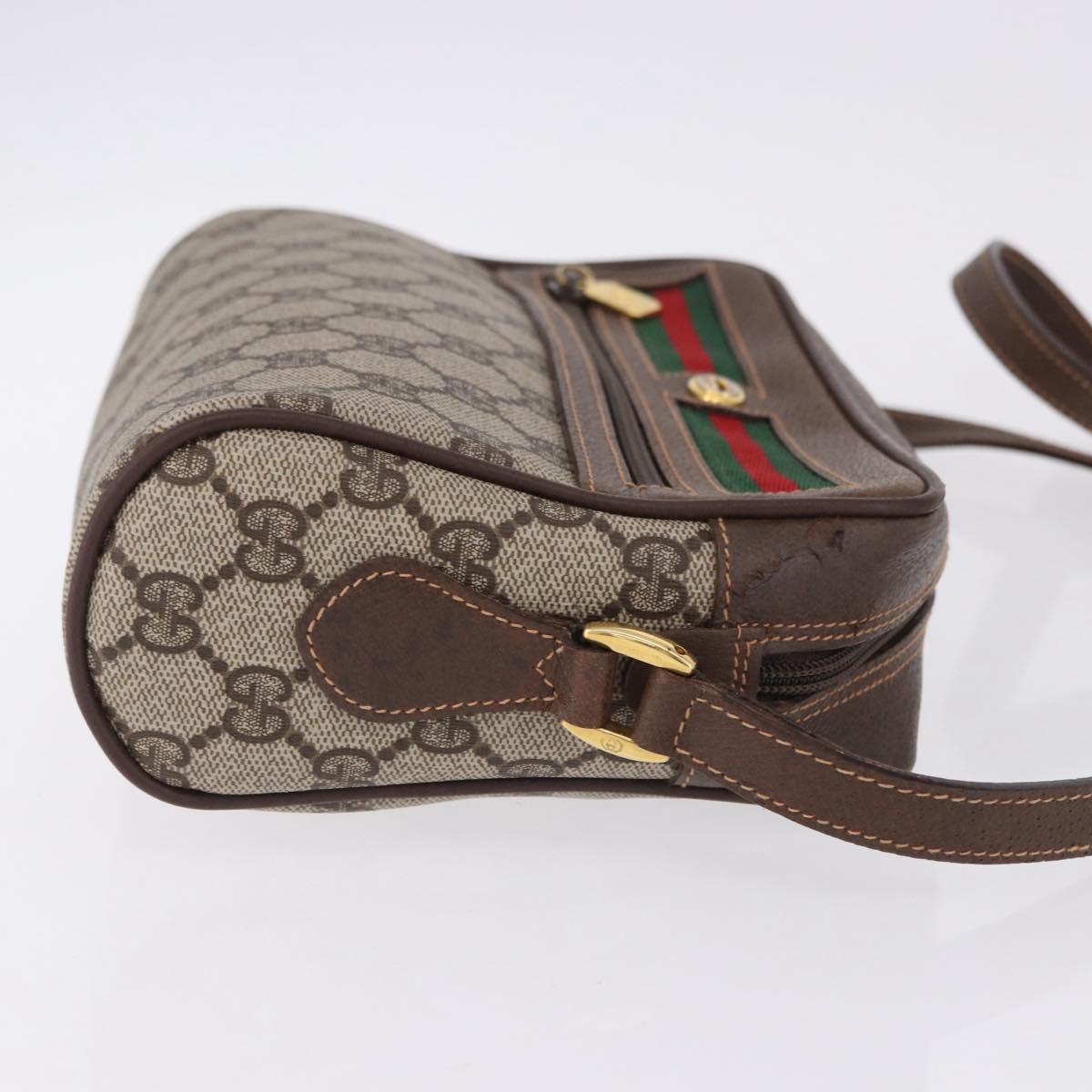 GUCCI GG Supreme Web Sherry Line Bag PVC Beige Gold 119 02 087 Auth 196386