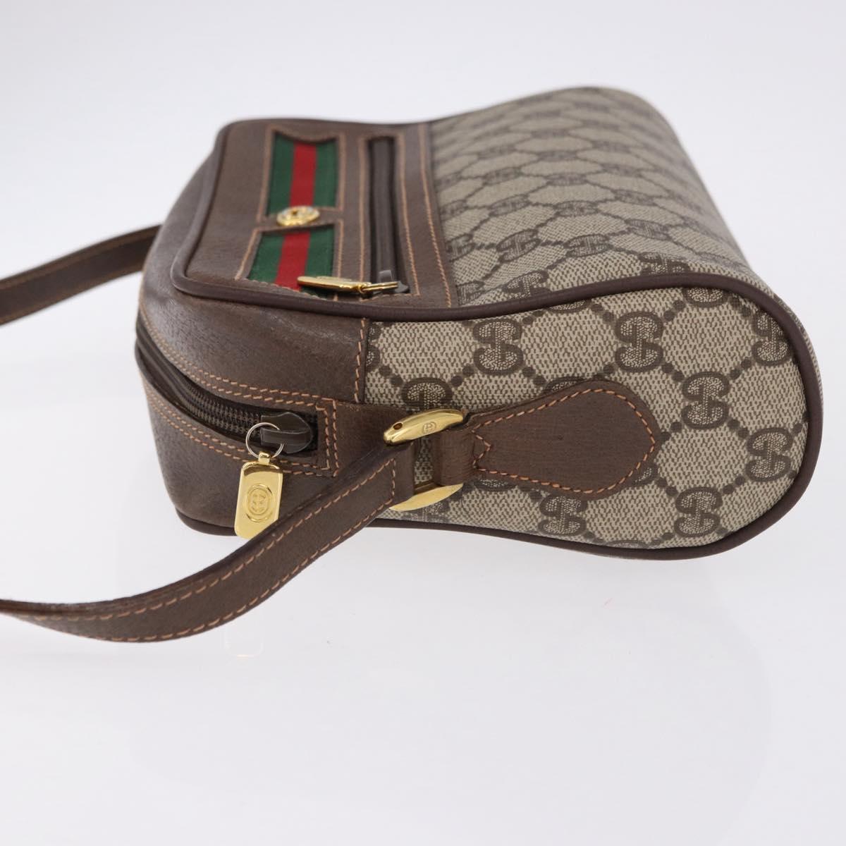 GUCCI GG Supreme Web Sherry Line Bag PVC Beige Gold 119 02 087 Auth 196386