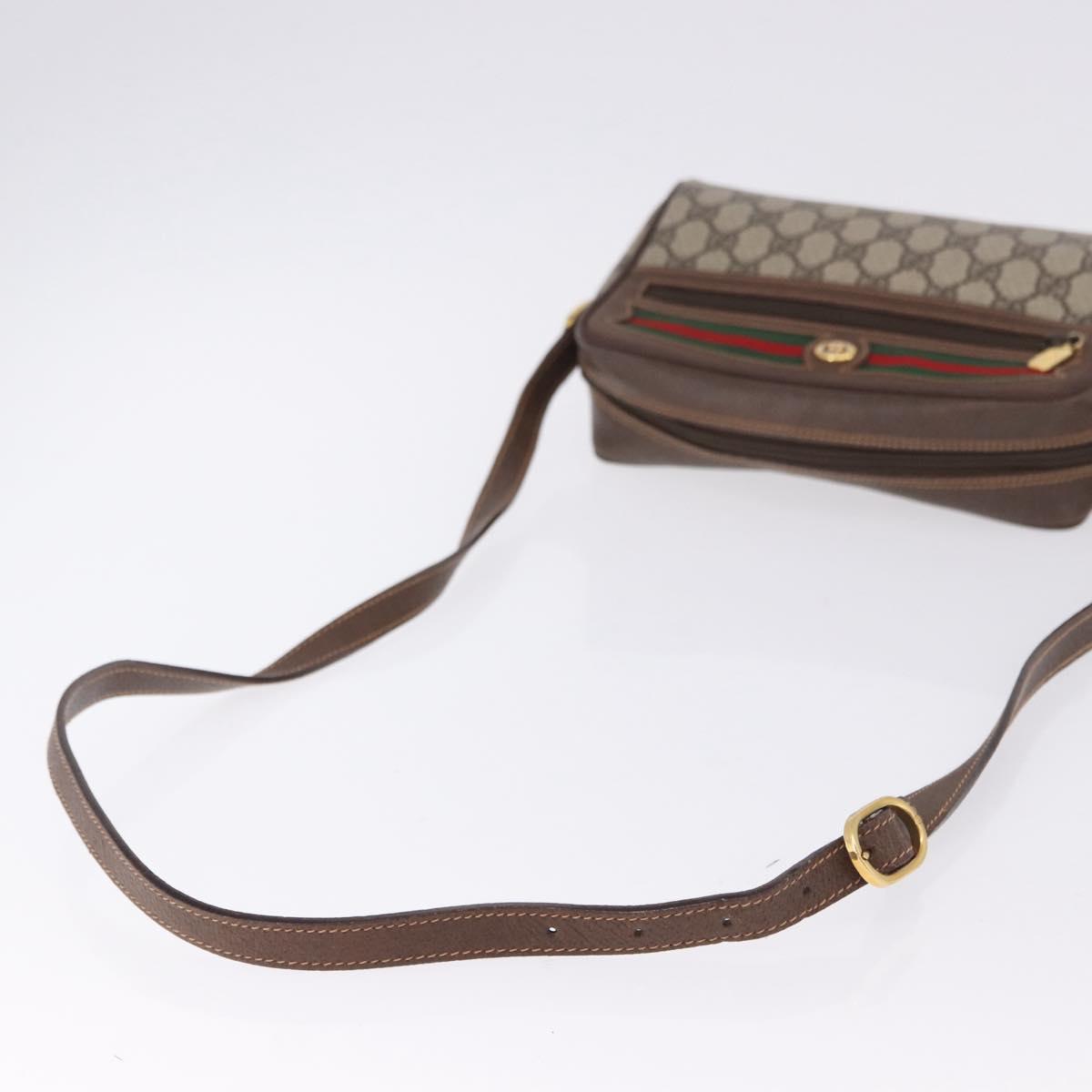 GUCCI GG Supreme Web Sherry Line Bag PVC Beige Gold 119 02 087 Auth 196386