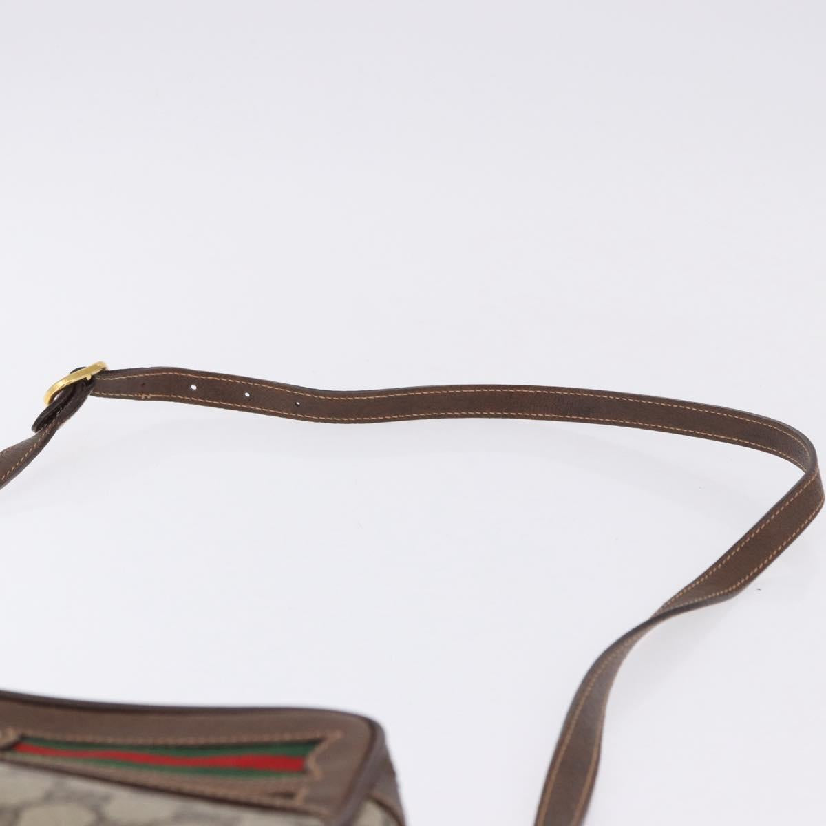 GUCCI GG Supreme Web Sherry Line Bag PVC Beige Gold 119 02 087 Auth 196386