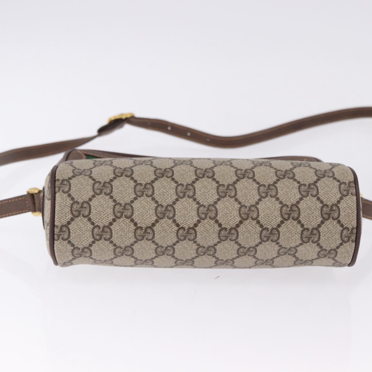 GUCCI GG Supreme Web Sherry Line Bag PVC Beige Gold 119 02 087 Auth 196386