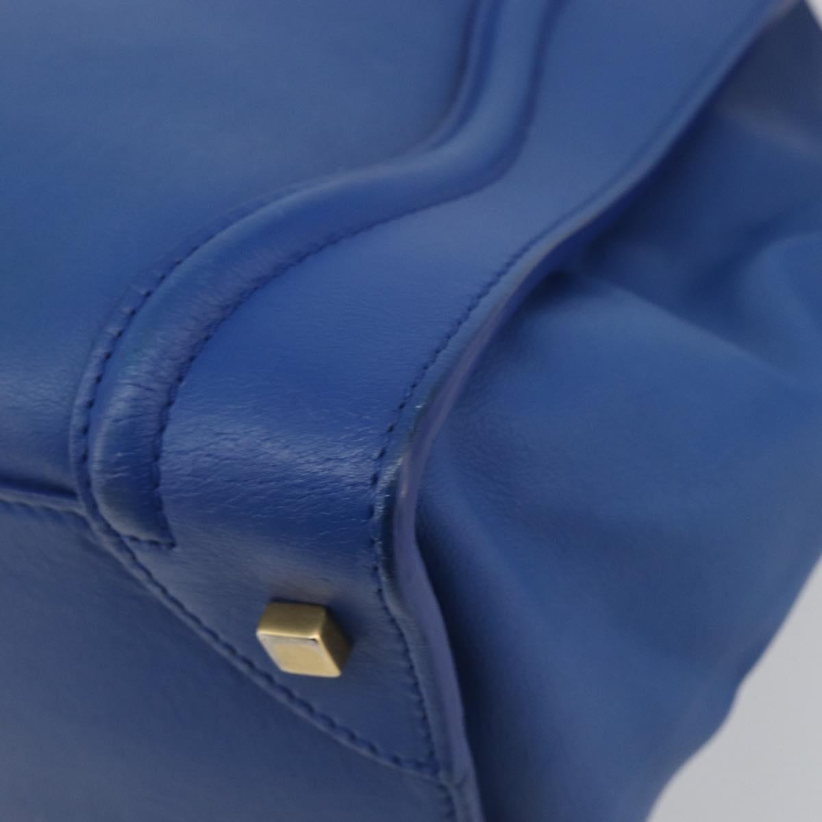 CELINE Luggage Mini Shopper Hand Bag Leather Blue Gold Tone Auth 196396A