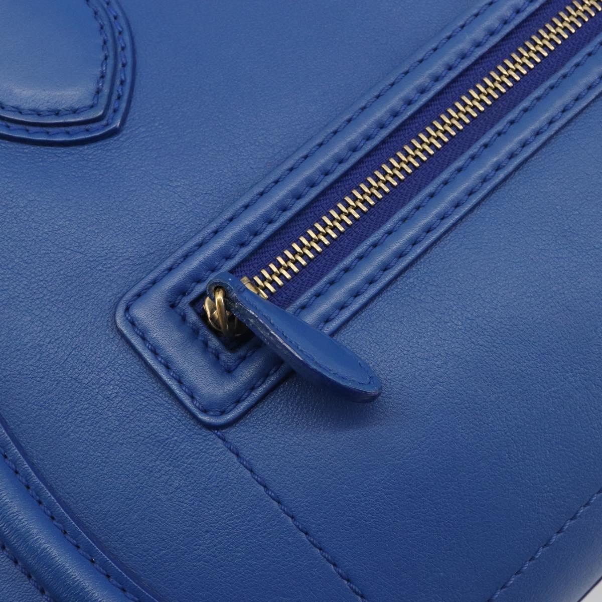 CELINE Luggage Mini Shopper Hand Bag Leather Blue Gold Tone Auth 196396A