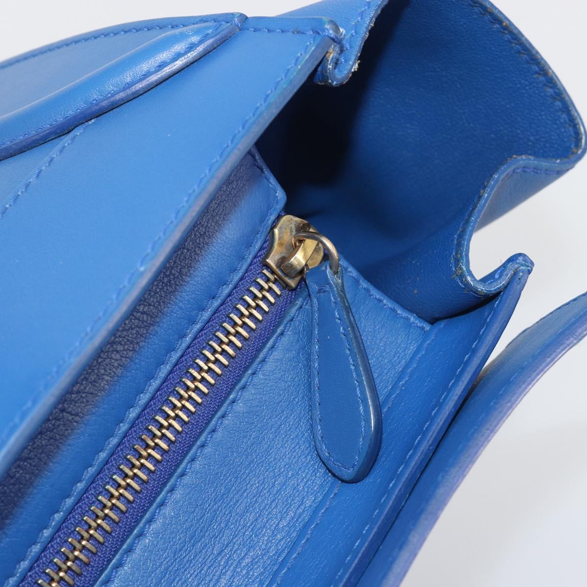 CELINE Luggage Mini Shopper Hand Bag Leather Blue Gold Tone Auth 196396A