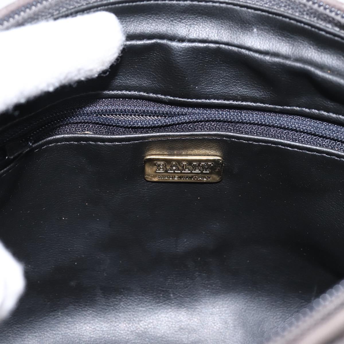 BALLY Chain Shoulder Bag Leather Gray Gold Tone Auth 196399A