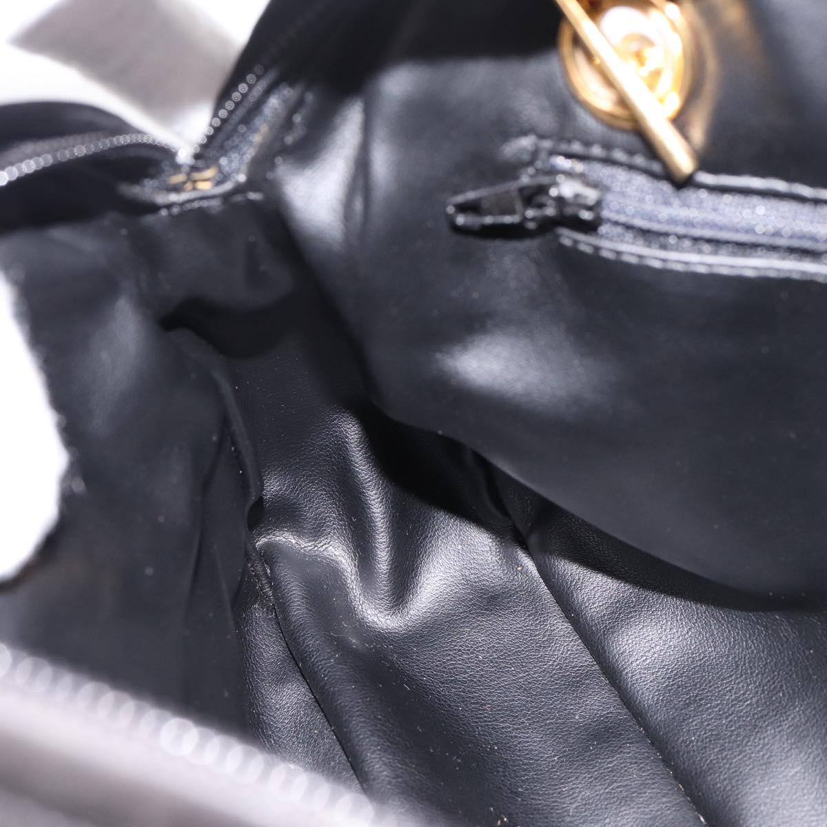 BALLY Chain Shoulder Bag Leather Black Gold Tone Auth 196400A