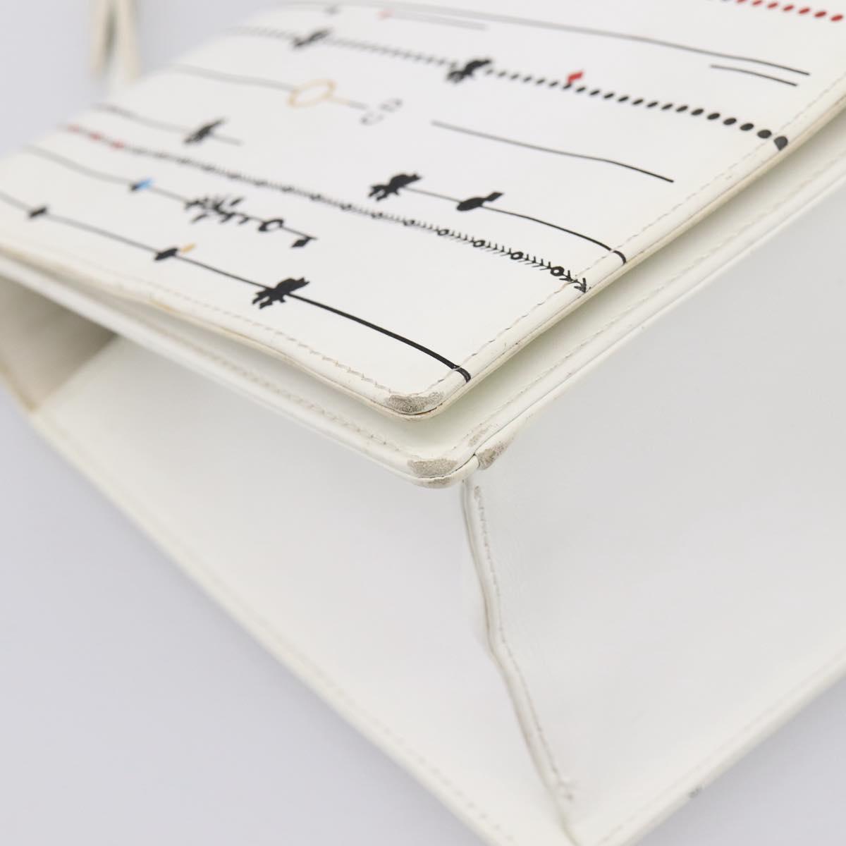 Christian Dior Diorama Chain Shoulder Bag Leather White Silver Auth 196404A