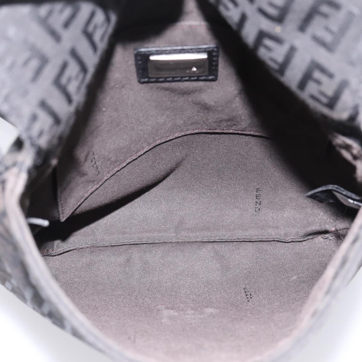 FENDI Zucchino Canvas Mamma Baguette Shoulder Bag Black 8BT075 Auth 196407A