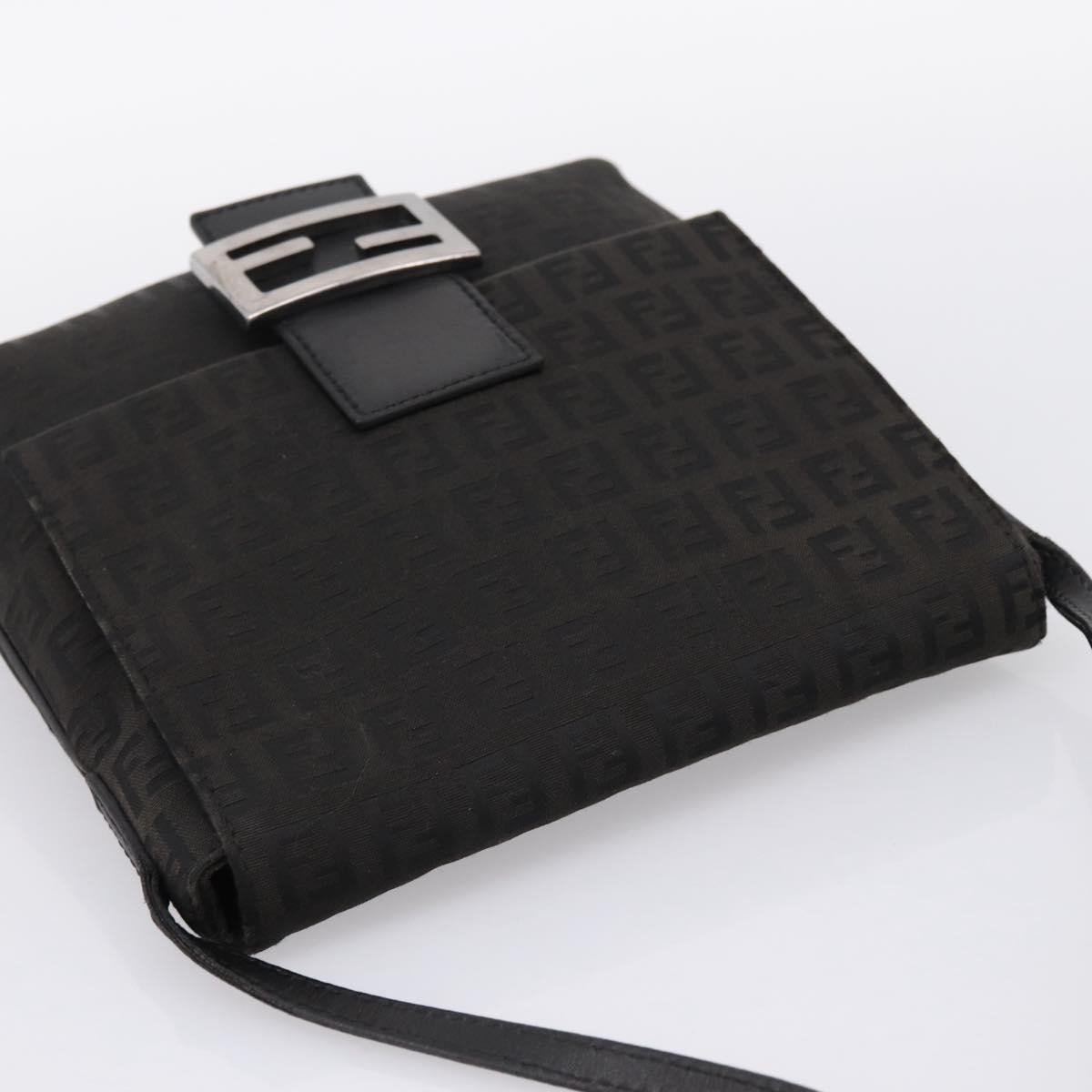 FENDI Zucchino Canvas Mamma Baguette Shoulder Bag Black 8BT075 Auth 196407A